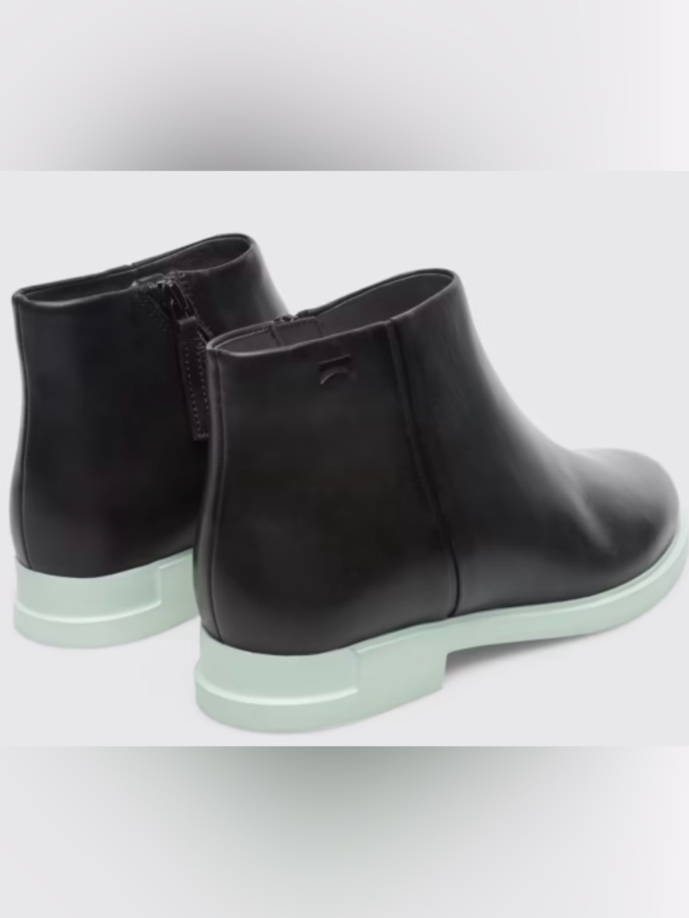 Camper Women's Black Leather Ankle Boots with Mint Sole
